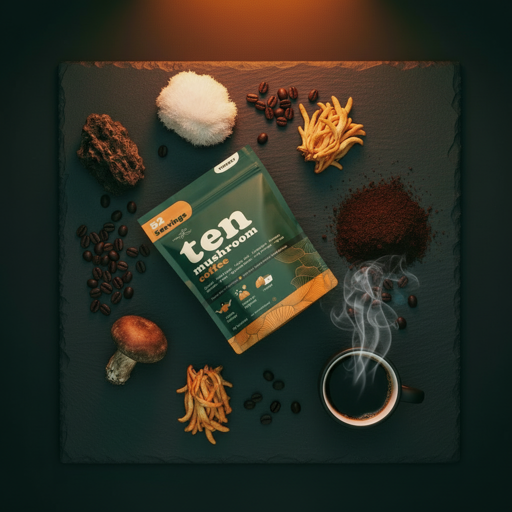 Ten Mushroom Coffee — Dark Roast Instant | THREEE