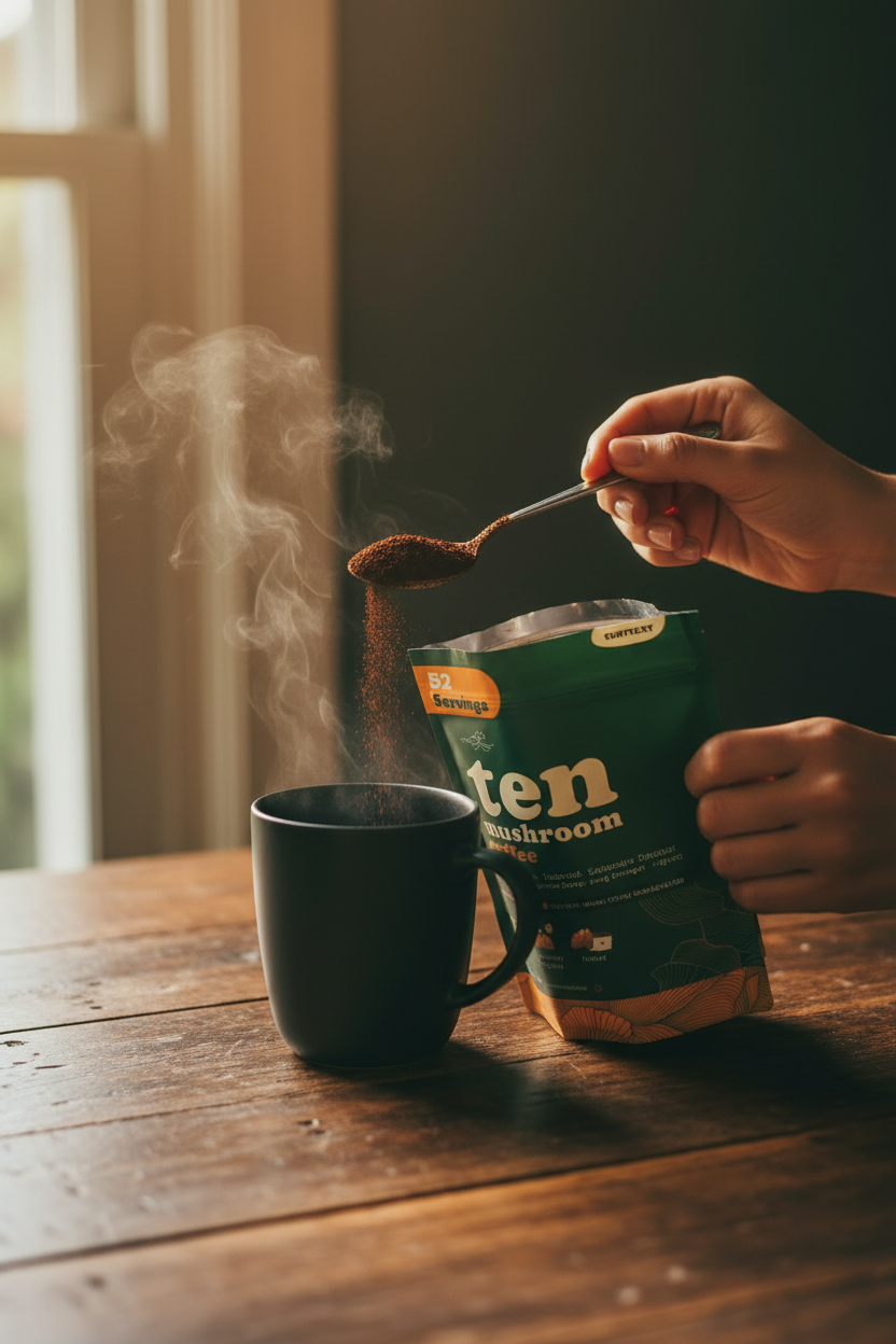 Ten Mushroom Coffee — Dark Roast Instant | THREEE
